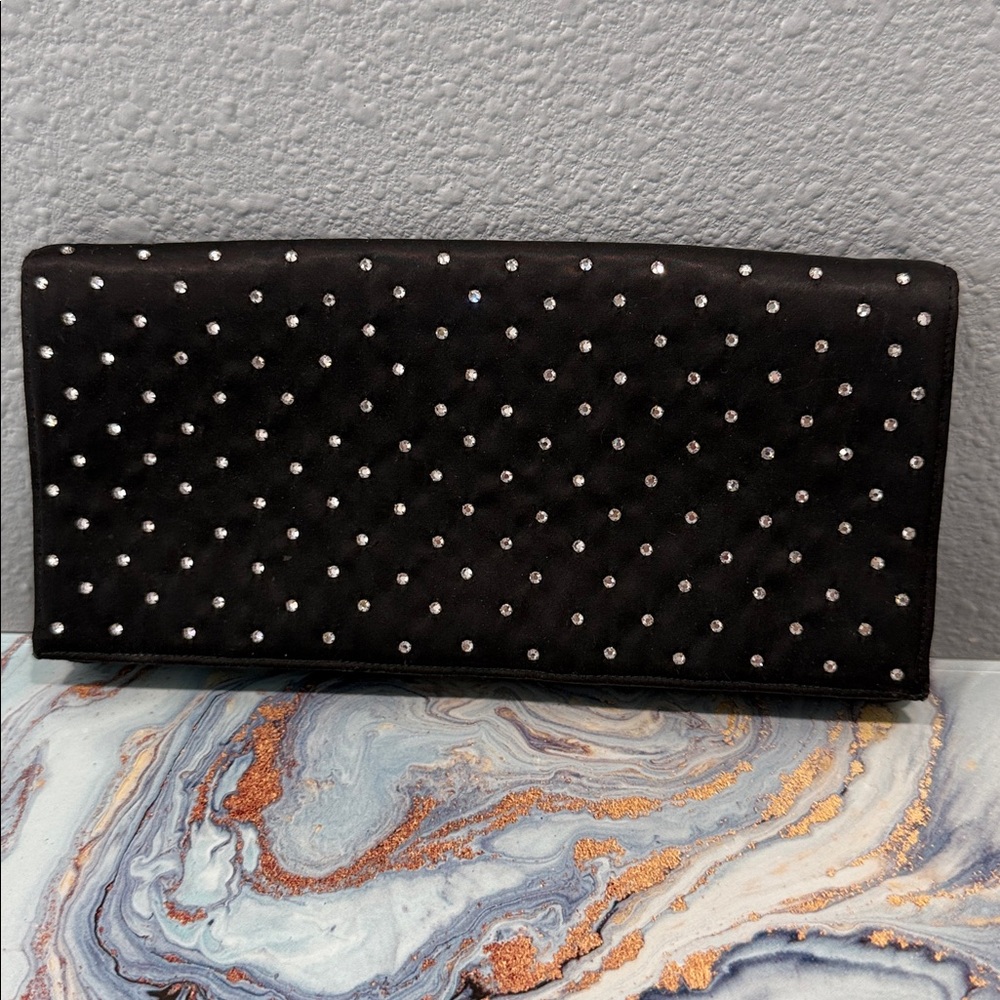 Magid Black Clutch with Silver Accents EUC